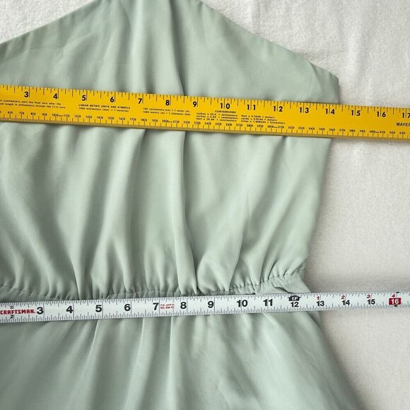 Joanna August Light Mint Green Halter Maxi Gown Dress Waist Tie Chiffon Size S - Picture 8 of 10